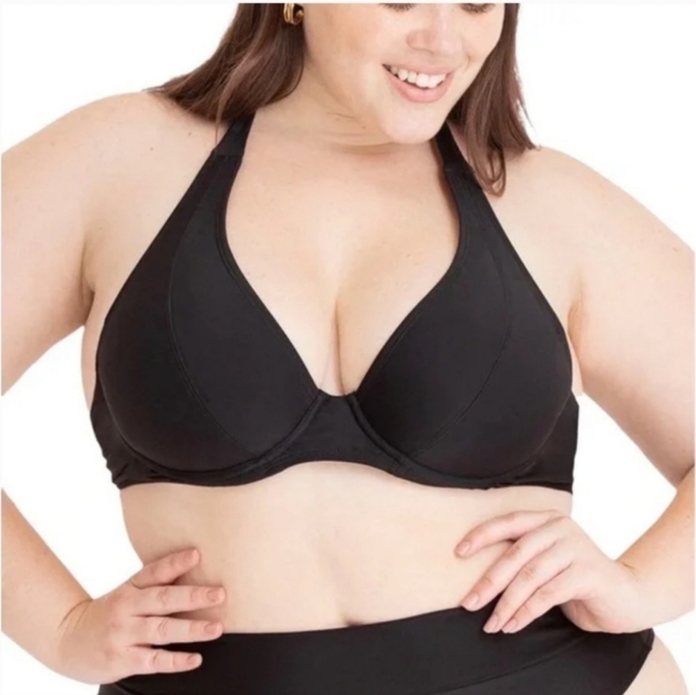 Empetua/Shapermint Full Coverage Halter Bikini Top in Black